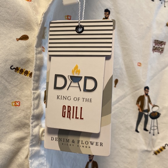 NWT Denim & Flower Dad Grilling Button Down 100% Cotton - Picture 13 of 14